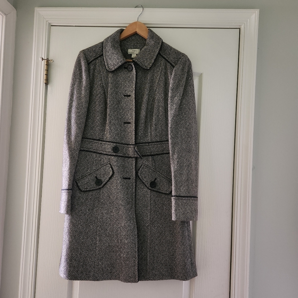 Ann Taylor Loft Women's Gray Pattern Coat